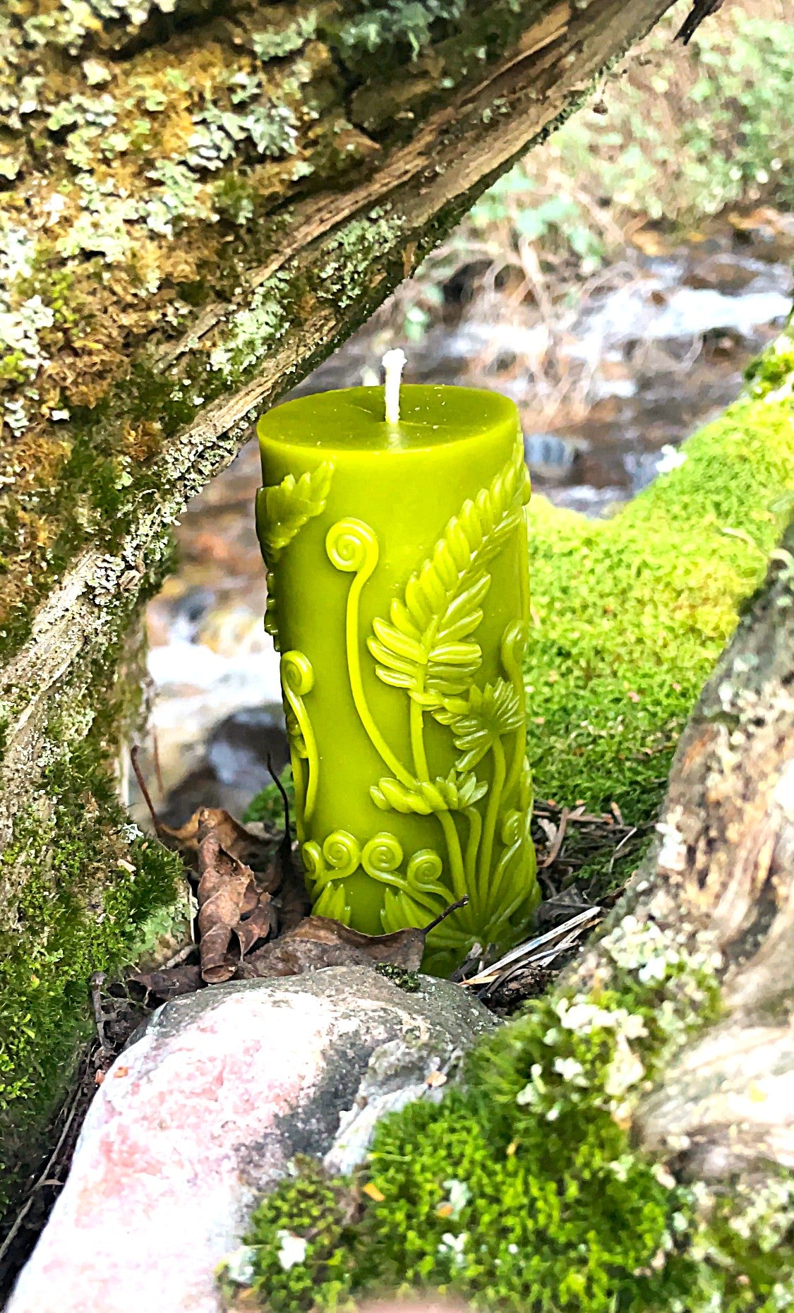 Unfurling Ferns Pillar Candle